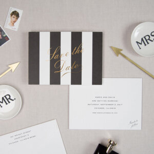 awning stripe save the date front and back