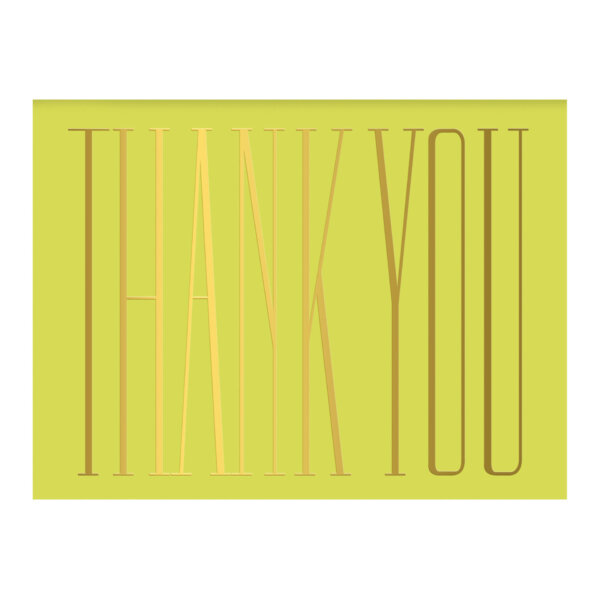 chartreuse gold foil thank you card