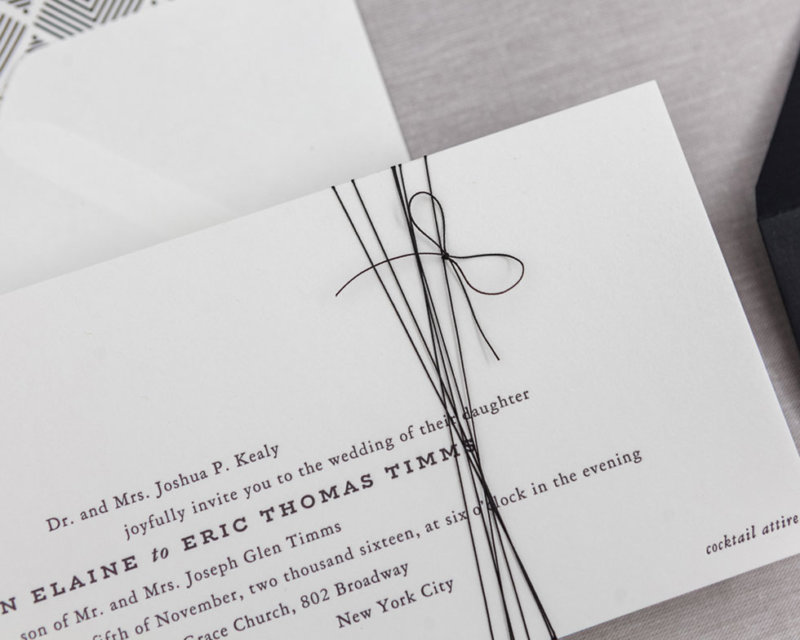 wedding invitation hand tied bow detail