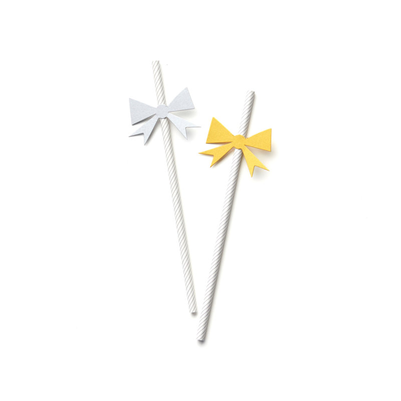 silvery and gold holiday bow straws
