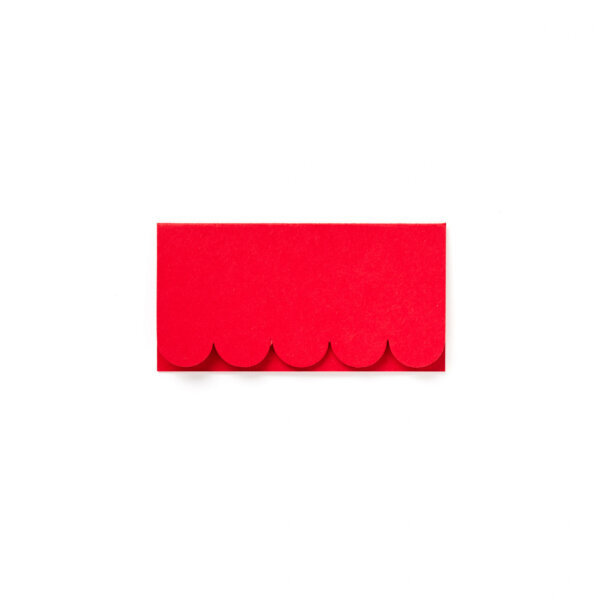 red scallop place cards