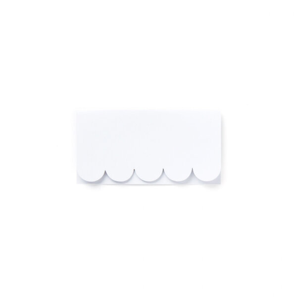 white scallop place cards