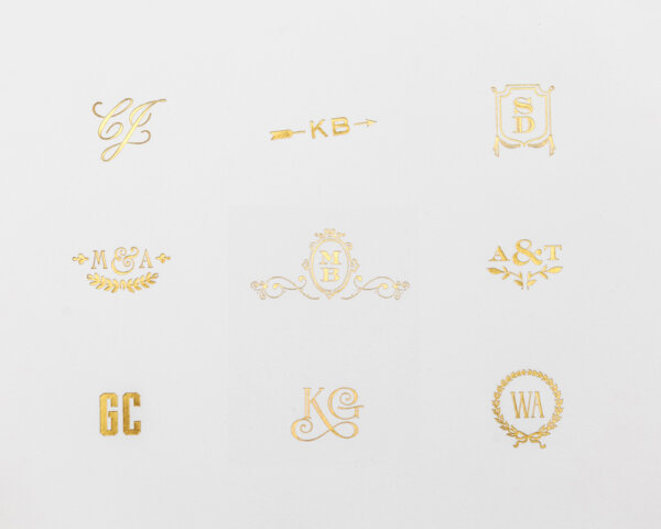 gold foil monogram choices