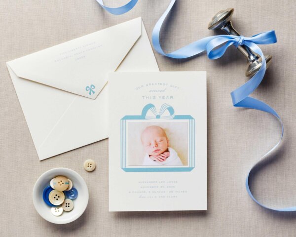 greatest gift boy baby announcement holiday card