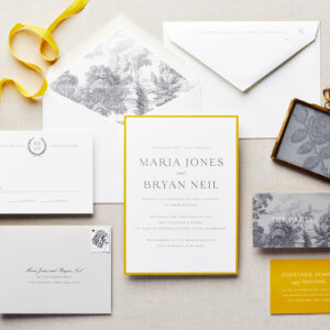gold and gray wedding save the date suite