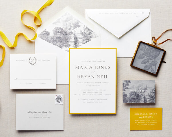 gold and gray wedding save the date suite